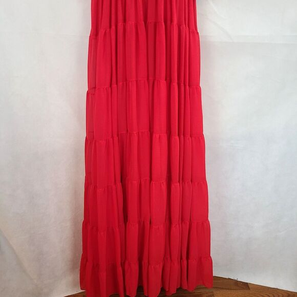 New MAC DUGGAL 55281 Red Chiffon Ruffle Tiered A Line Gown Women's (6) $398 - Picture 8 of 15